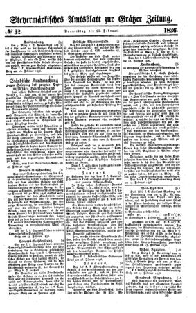 Steyermärkisches Amtsblatt zur Grätzer Zeitung 18360225 Seite: 1