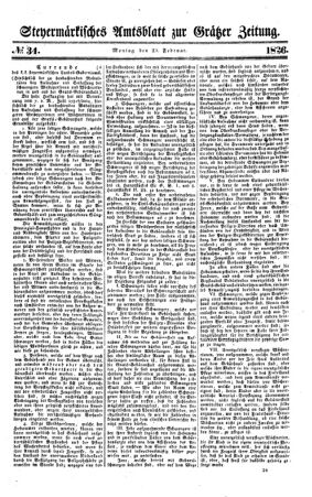 Steyermärkisches Amtsblatt zur Grätzer Zeitung 18360229 Seite: 1