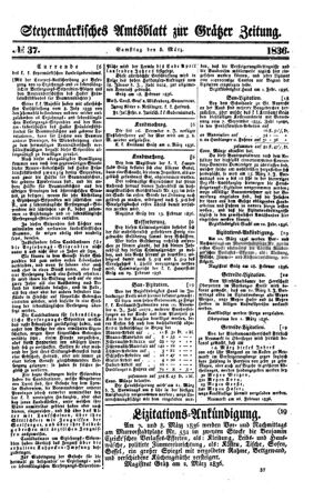 Steyermärkisches Amtsblatt zur Grätzer Zeitung 18360305 Seite: 1