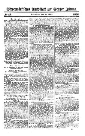 Steyermärkisches Amtsblatt zur Grätzer Zeitung 18360310 Seite: 1