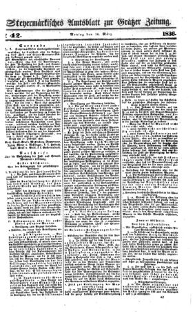 Steyermärkisches Amtsblatt zur Grätzer Zeitung 18360314 Seite: 1