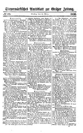 Steyermärkisches Amtsblatt zur Grätzer Zeitung 18360315 Seite: 1