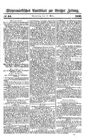 Steyermärkisches Amtsblatt zur Grätzer Zeitung 18360317 Seite: 1