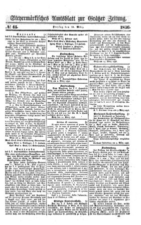 Steyermärkisches Amtsblatt zur Grätzer Zeitung 18360318 Seite: 1