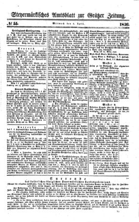 Steyermärkisches Amtsblatt zur Grätzer Zeitung 18360406 Seite: 1