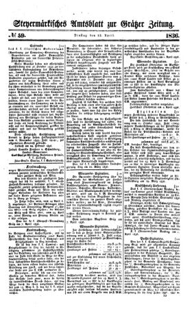 Steyermärkisches Amtsblatt zur Grätzer Zeitung 18360412 Seite: 1