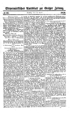 Steyermärkisches Amtsblatt zur Grätzer Zeitung 18360416 Seite: 1