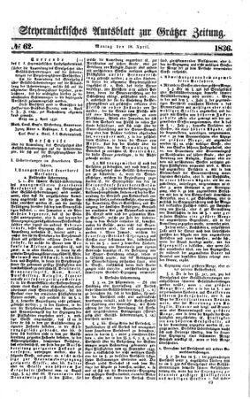 Steyermärkisches Amtsblatt zur Grätzer Zeitung 18360418 Seite: 1