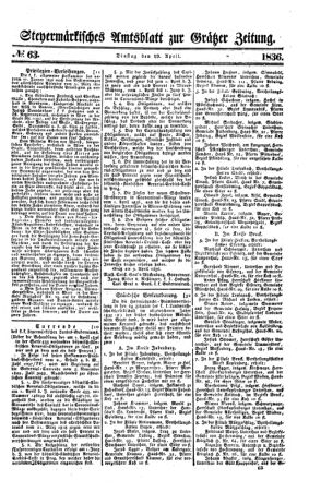 Steyermärkisches Amtsblatt zur Grätzer Zeitung 18360419 Seite: 1