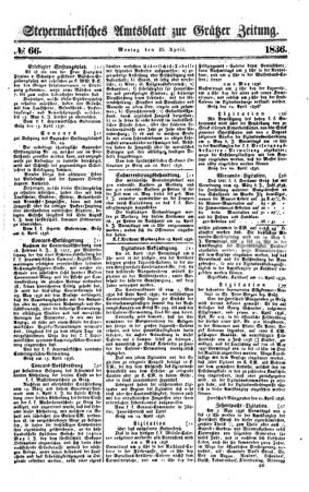 Steyermärkisches Amtsblatt zur Grätzer Zeitung 18360425 Seite: 1