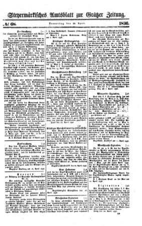 Steyermärkisches Amtsblatt zur Grätzer Zeitung 18360428 Seite: 1