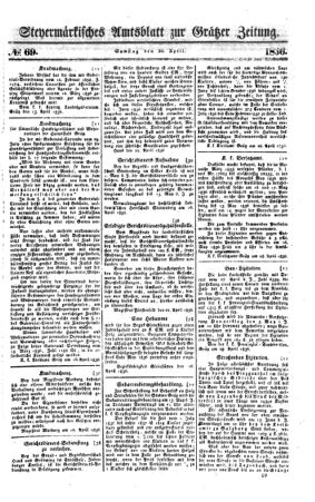 Steyermärkisches Amtsblatt zur Grätzer Zeitung 18360430 Seite: 1