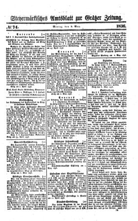 Steyermärkisches Amtsblatt zur Grätzer Zeitung 18360509 Seite: 1