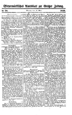 Steyermärkisches Amtsblatt zur Grätzer Zeitung 18360516 Seite: 1