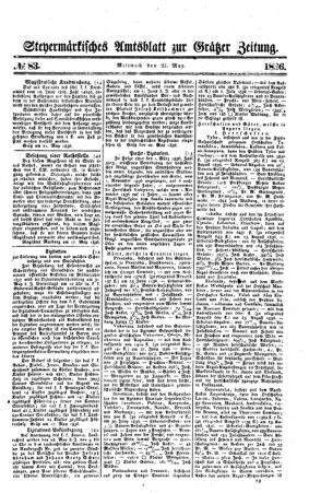 Steyermärkisches Amtsblatt zur Grätzer Zeitung 18360525 Seite: 1