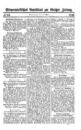 Steyermärkisches Amtsblatt zur Grätzer Zeitung 18360526 Seite: 1