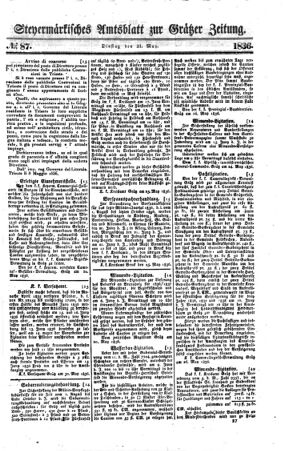 Steyermärkisches Amtsblatt zur Grätzer Zeitung 18360531 Seite: 1