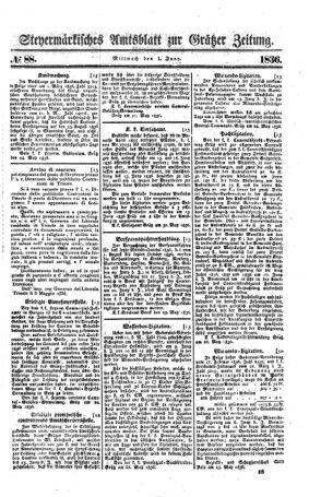 Steyermärkisches Amtsblatt zur Grätzer Zeitung 18360601 Seite: 1