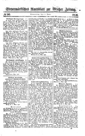 Steyermärkisches Amtsblatt zur Grätzer Zeitung 18360609 Seite: 1