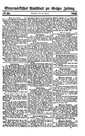 Steyermärkisches Amtsblatt zur Grätzer Zeitung 18360621 Seite: 1