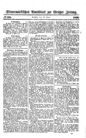 Steyermärkisches Amtsblatt zur Grätzer Zeitung 18360625 Seite: 1