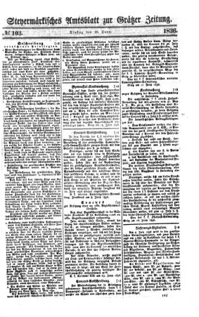 Steyermärkisches Amtsblatt zur Grätzer Zeitung 18360628 Seite: 1