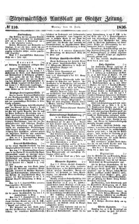 Steyermärkisches Amtsblatt zur Grätzer Zeitung 18360711 Seite: 1