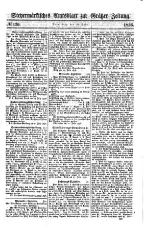 Steyermärkisches Amtsblatt zur Grätzer Zeitung 18360728 Seite: 1