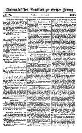 Steyermärkisches Amtsblatt zur Grätzer Zeitung 18360806 Seite: 1