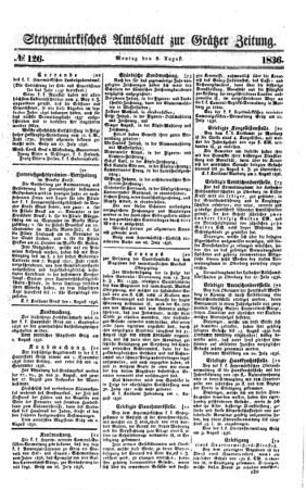 Steyermärkisches Amtsblatt zur Grätzer Zeitung 18360808 Seite: 1