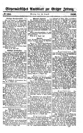 Steyermärkisches Amtsblatt zur Grätzer Zeitung 18360822 Seite: 1