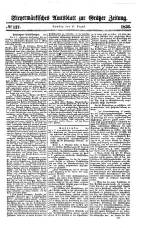 Steyermärkisches Amtsblatt zur Grätzer Zeitung 18360827 Seite: 1