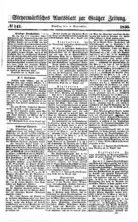 Steyermärkisches Amtsblatt zur Grätzer Zeitung 18360903 Seite: 1