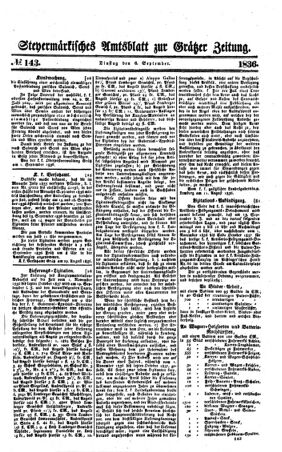 Steyermärkisches Amtsblatt zur Grätzer Zeitung 18360906 Seite: 1