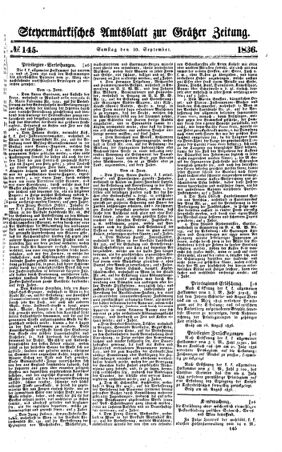 Steyermärkisches Amtsblatt zur Grätzer Zeitung 18360910 Seite: 1