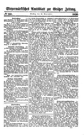 Steyermärkisches Amtsblatt zur Grätzer Zeitung 18360920 Seite: 1