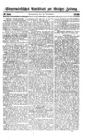 Steyermärkisches Amtsblatt zur Grätzer Zeitung 18361110 Seite: 1