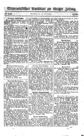 Steyermärkisches Amtsblatt zur Grätzer Zeitung 18361112 Seite: 1