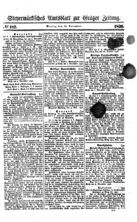 Steyermärkisches Amtsblatt zur Grätzer Zeitung 18361114 Seite: 1