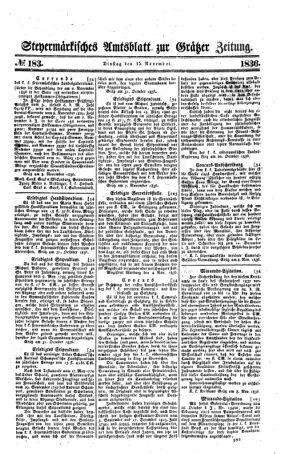 Steyermärkisches Amtsblatt zur Grätzer Zeitung 18361115 Seite: 1