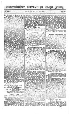 Steyermärkisches Amtsblatt zur Grätzer Zeitung 18361117 Seite: 1