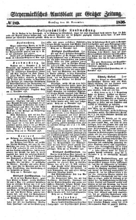 Steyermärkisches Amtsblatt zur Grätzer Zeitung 18361126 Seite: 1