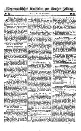 Steyermärkisches Amtsblatt zur Grätzer Zeitung 18361129 Seite: 1