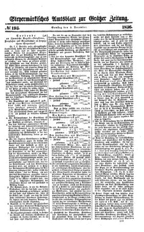 Steyermärkisches Amtsblatt zur Grätzer Zeitung 18361203 Seite: 1