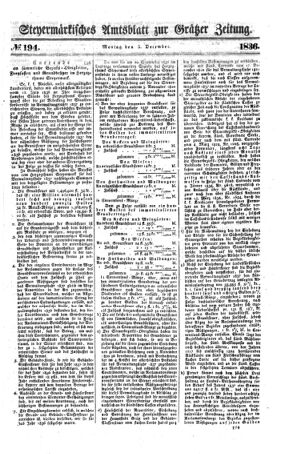 Steyermärkisches Amtsblatt zur Grätzer Zeitung 18361205 Seite: 1