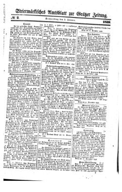 Steyermärkisches Amtsblatt zur Grätzer Zeitung 18390103 Seite: 1