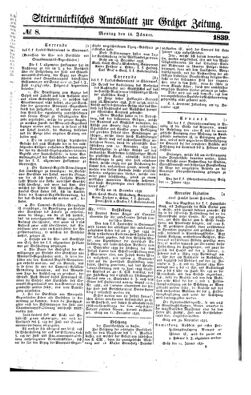 Steyermärkisches Amtsblatt zur Grätzer Zeitung 18390111 Seite: 1