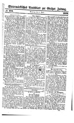 Steyermärkisches Amtsblatt zur Grätzer Zeitung 18390701 Seite: 1