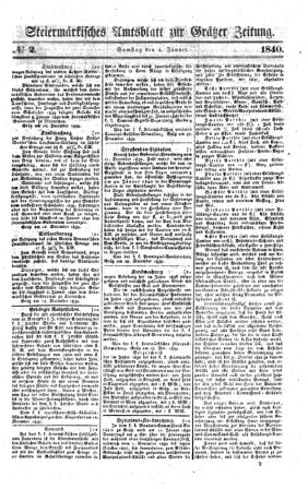 Steyermärkisches Amtsblatt zur Grätzer Zeitung 18400104 Seite: 1