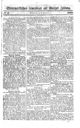 Steyermärkisches Amtsblatt zur Grätzer Zeitung 18400108 Seite: 1